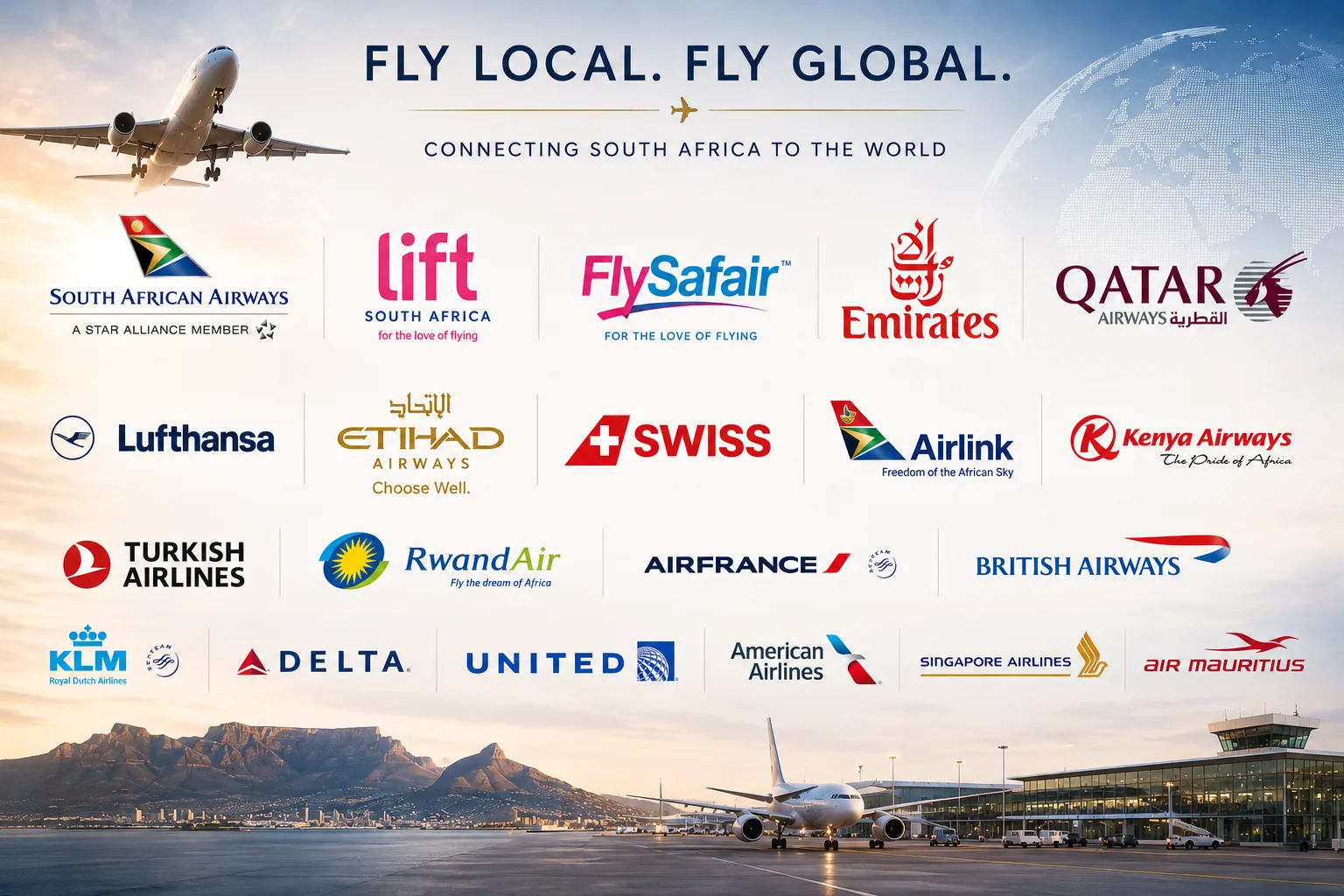 Airline partners connecting South Africa to local and international destinations